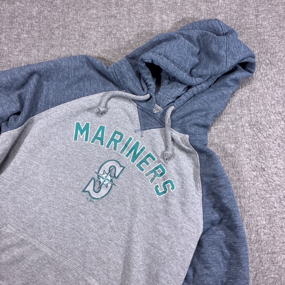 Seattle Mariners Hoodie Mens Large Gray Blue Raglan Sleeve MLB '47 Classic